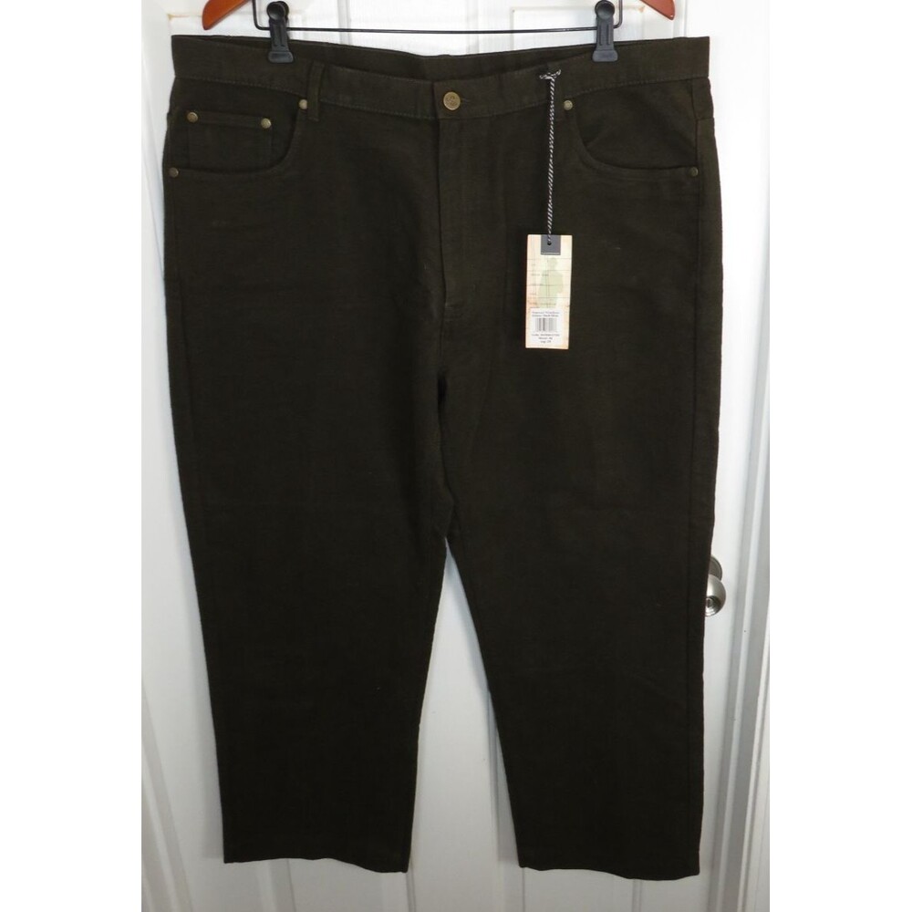 Samuel Windsor Moleskin Trousers Men W40 L29 Green Straight Regular 100% Cotton